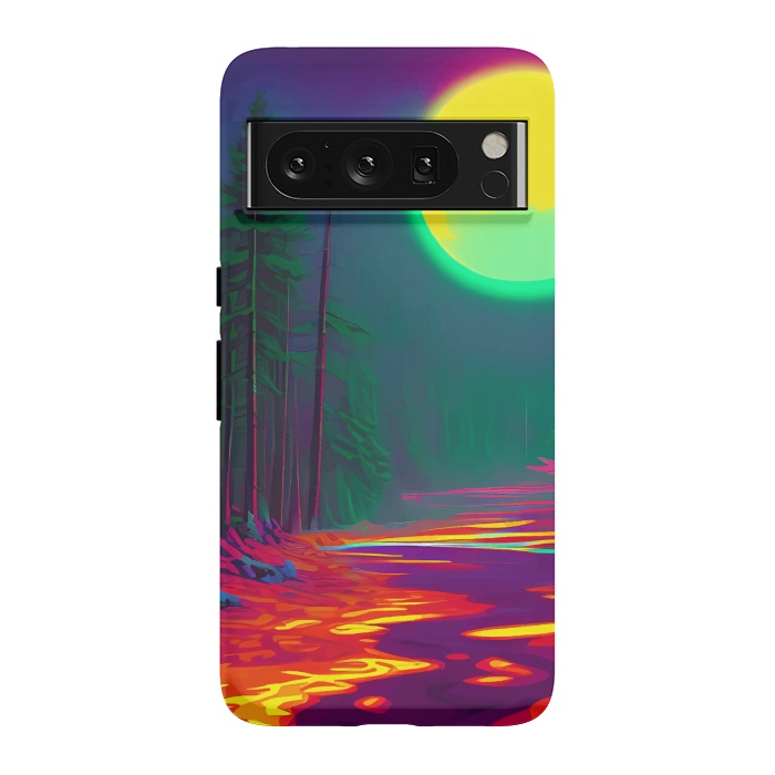 Pixel 8 Pro StrongFit Neon Moon, Color Pop Art Glow Forest, Nature LandscapeAdventure, Travel Mystery Eclectic, Contemporary Digital Painting by Uma Prabhakar Gokhale