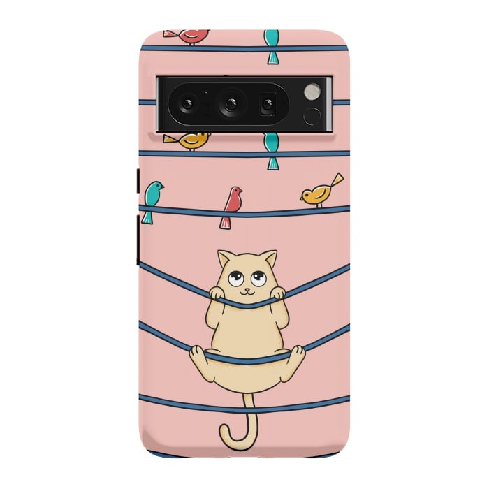 Pixel 8 Pro StrongFit Cat and birds by Coffee Man