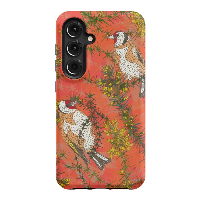 Galaxy S24 StrongFit Goldfinches in Gorse by Lotti Brown