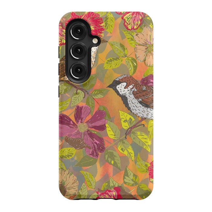 Galaxy S24 StrongFit Sparrow and Wild Rose by Lotti Brown