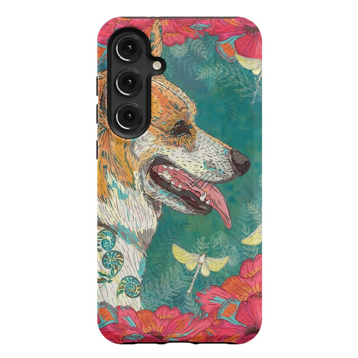 Galaxy S24 Plus StrongFit Corgi and Fairies by Lotti Brown