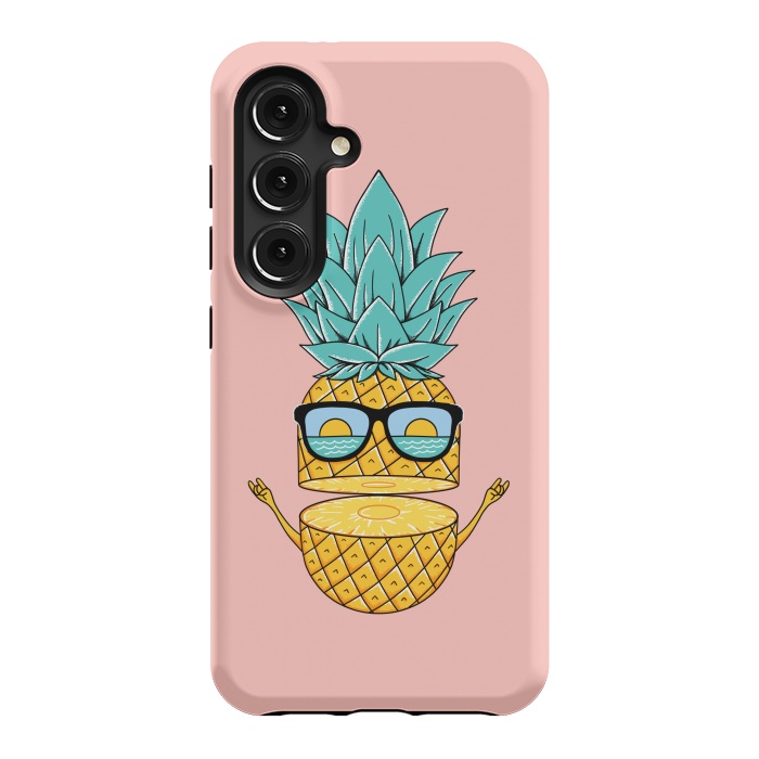 Galaxy S24 StrongFit Pineapple Sunglasses Pink by Coffee Man