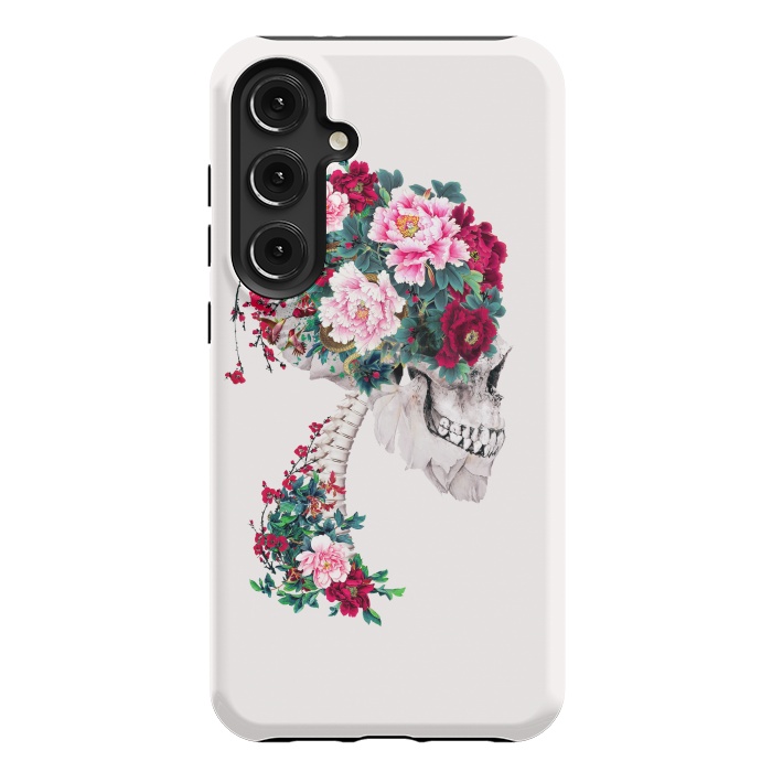 Galaxy S24 Plus StrongFit Skull with Peonies by Riza Peker