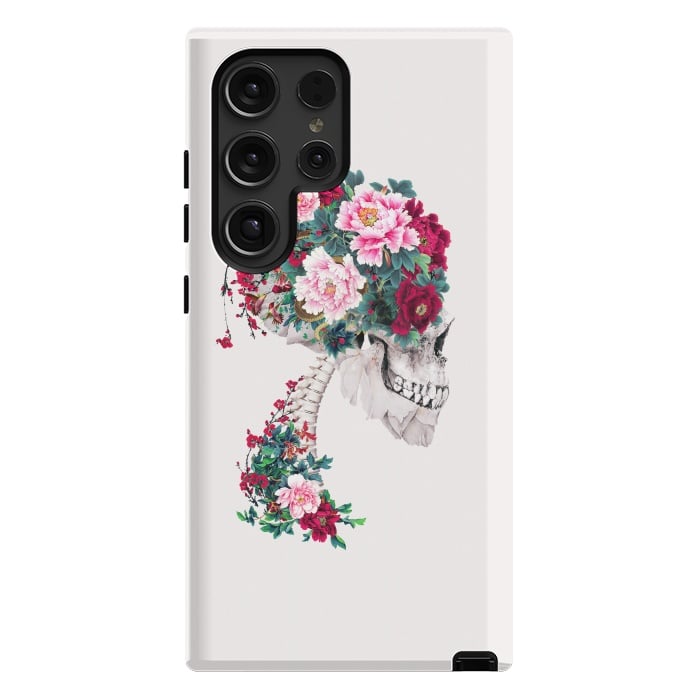 Galaxy S24 Ultra StrongFit Skull with Peonies by Riza Peker