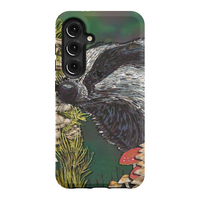 Galaxy S24 StrongFit Badger Woodland Walk by Lotti Brown