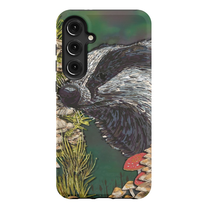Galaxy S24 Plus StrongFit Badger Woodland Walk by Lotti Brown
