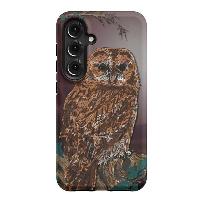 Galaxy S24 StrongFit Tawny Owl - Mistress of the Night by Lotti Brown