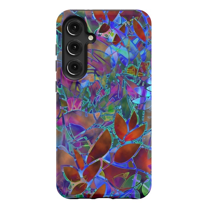 Galaxy S24 Plus StrongFit Floral Abstract Stained Glass G174 by Medusa GraphicArt