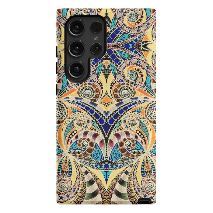Galaxy S24 Ultra StrongFit Drawing Floral Zentangle G240 by Medusa GraphicArt