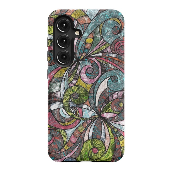 Galaxy S24 StrongFit Drawing Floral Zentangle G203 by Medusa GraphicArt