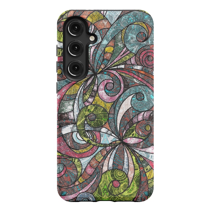 Galaxy S24 Plus StrongFit Drawing Floral Zentangle G203 by Medusa GraphicArt