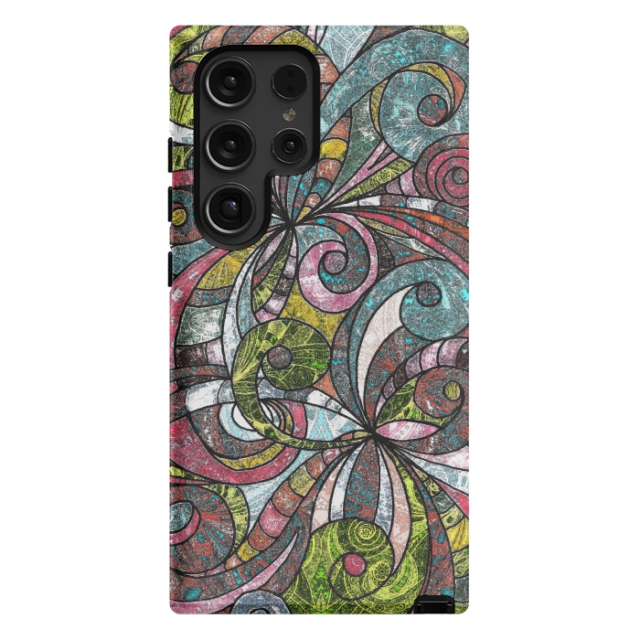 Galaxy S24 Ultra StrongFit Drawing Floral Zentangle G203 by Medusa GraphicArt