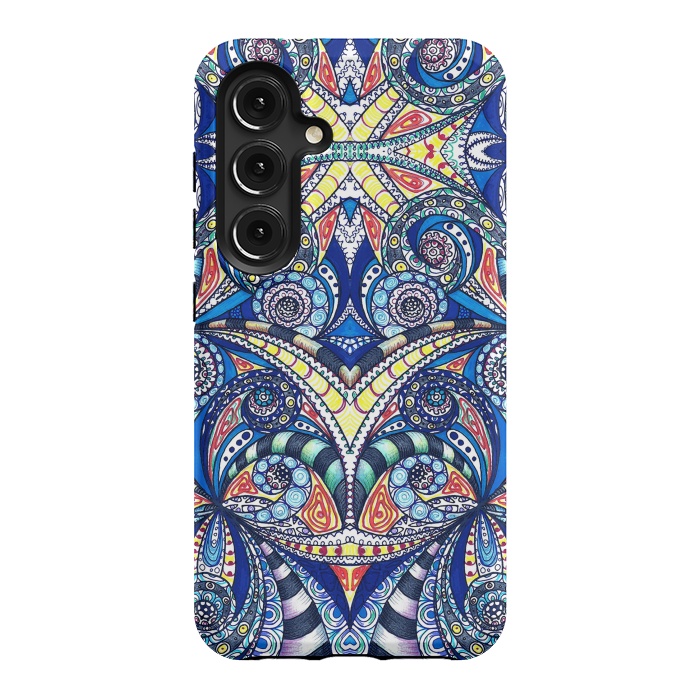 Galaxy S24 StrongFit Drawing Floral Zentangle G7B by Medusa GraphicArt