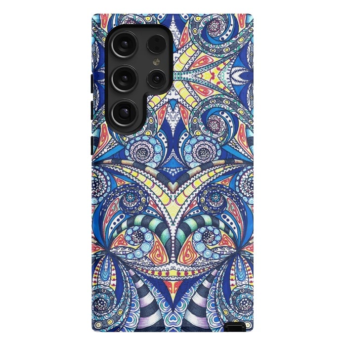 Galaxy S24 Ultra StrongFit Drawing Floral Zentangle G7B by Medusa GraphicArt