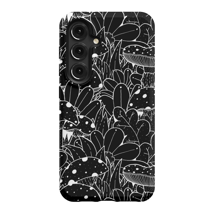 Galaxy S24 StrongFit Black and white autumn pattern by Steve Wade (Swade)