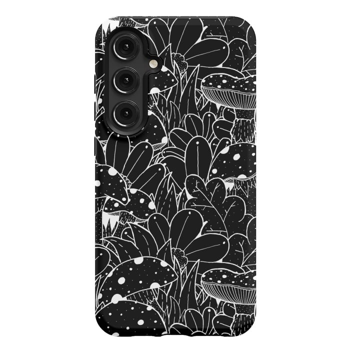 Galaxy S24 Plus StrongFit Black and white autumn pattern by Steve Wade (Swade)