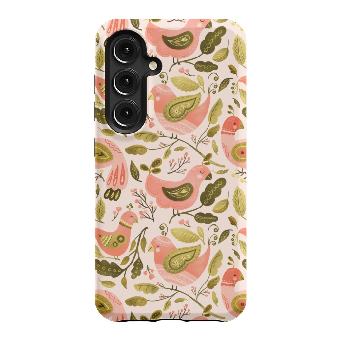 Galaxy S24 StrongFit Peachy Keen Birds by Noonday Design
