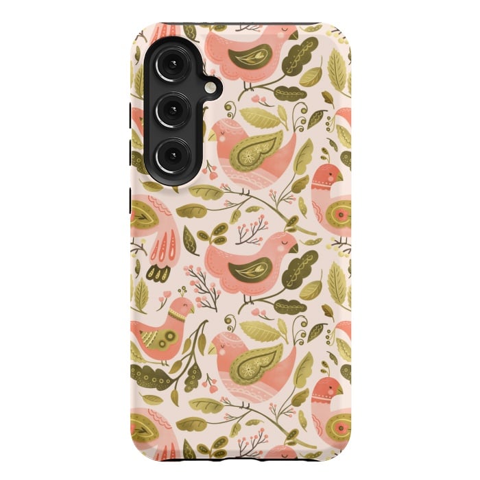 Galaxy S24 Plus StrongFit Peachy Keen Birds by Noonday Design