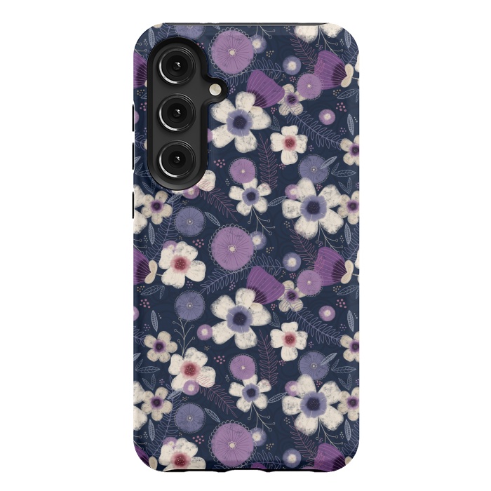 Galaxy S24 Plus StrongFit Navy & Purple Floral by Noonday Design
