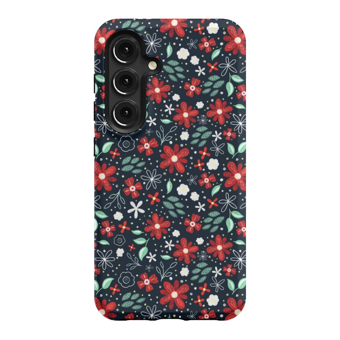 Galaxy S24 StrongFit Little Christmas Flowers by Noonday Design
