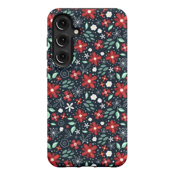 Galaxy S24 Plus StrongFit Little Christmas Flowers by Noonday Design