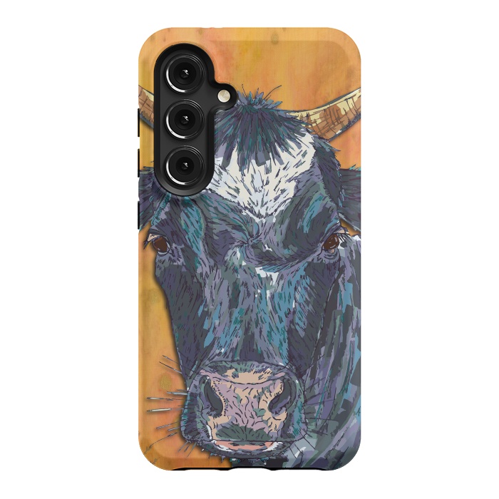 Galaxy S24 StrongFit Cow in Yellow by Lotti Brown