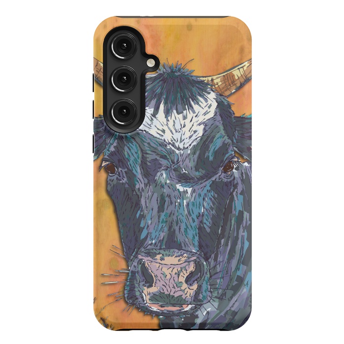 Galaxy S24 Plus StrongFit Cow in Yellow by Lotti Brown