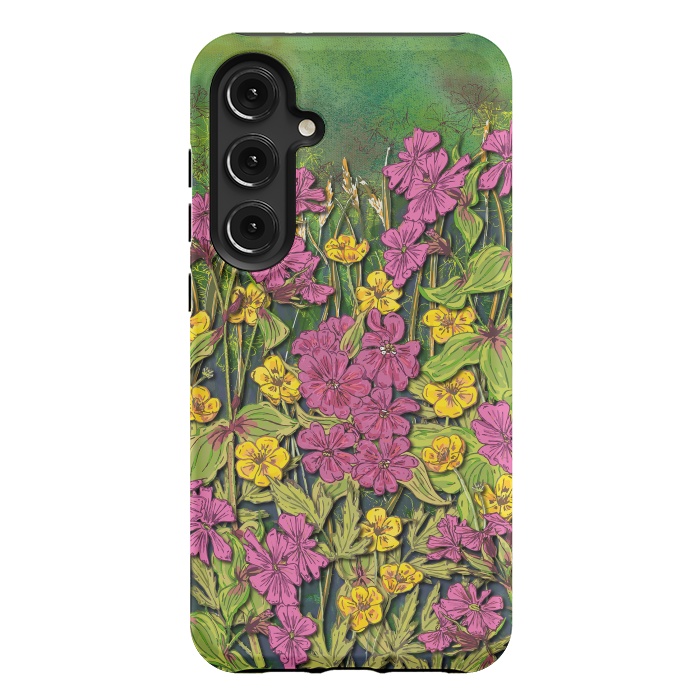 Galaxy S24 Plus StrongFit Pink and Yellow Wildflowers by Lotti Brown