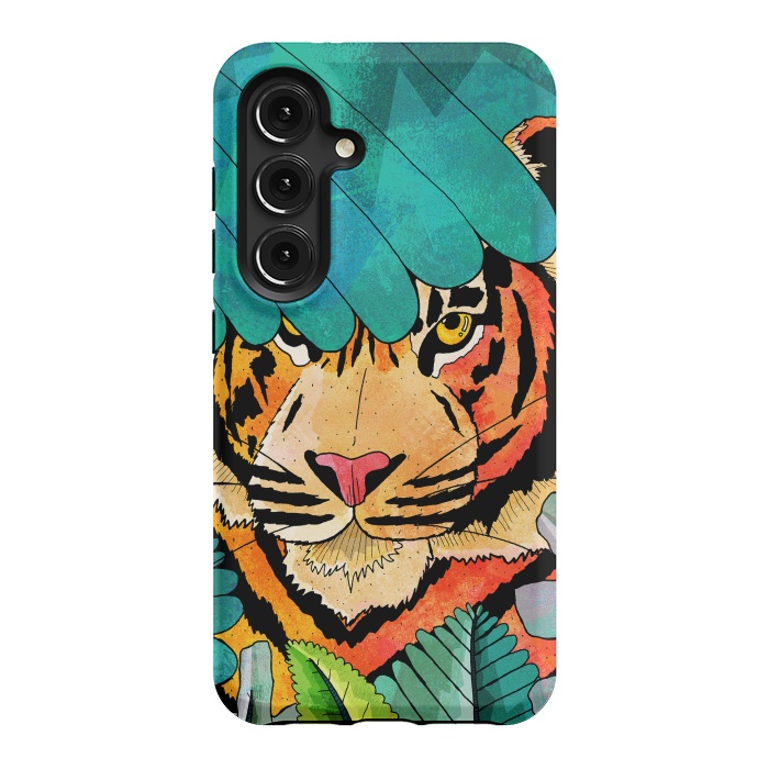 Galaxy S24 StrongFit Jungle tiger hunter by Steve Wade (Swade)