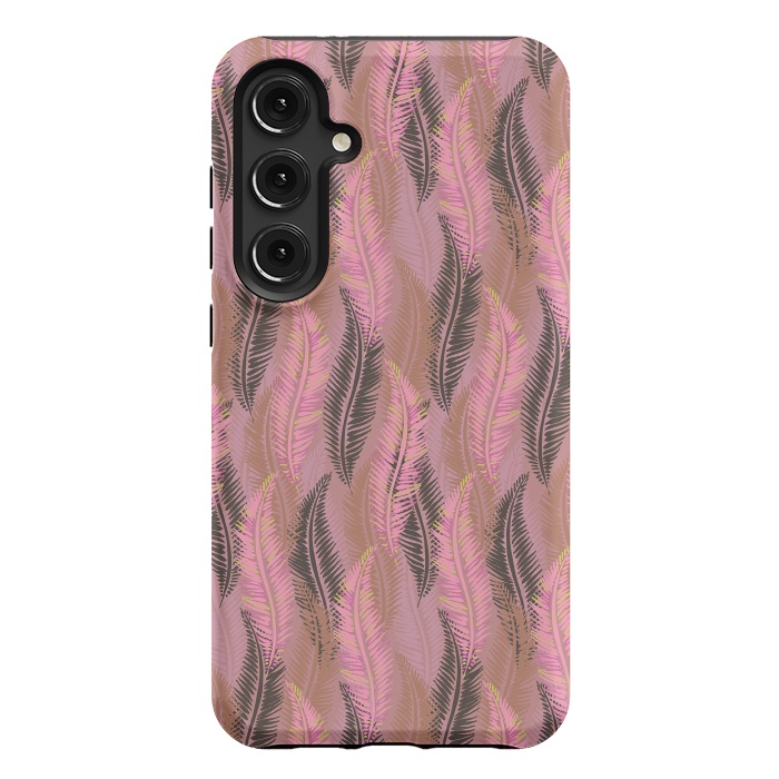 Galaxy S24 Plus StrongFit Feather Stripe in Coral and Soft Pink by Lotti Brown