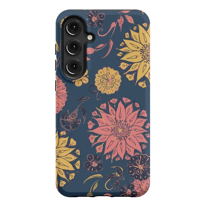 Galaxy S24 Plus StrongFit Multi-Florals - Blue, Pink & Yellow by Lotti Brown