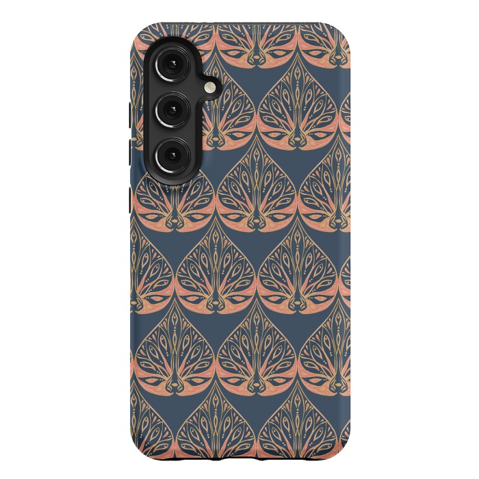 Galaxy S24 Plus StrongFit Art Deco - Blue & Coral by Lotti Brown