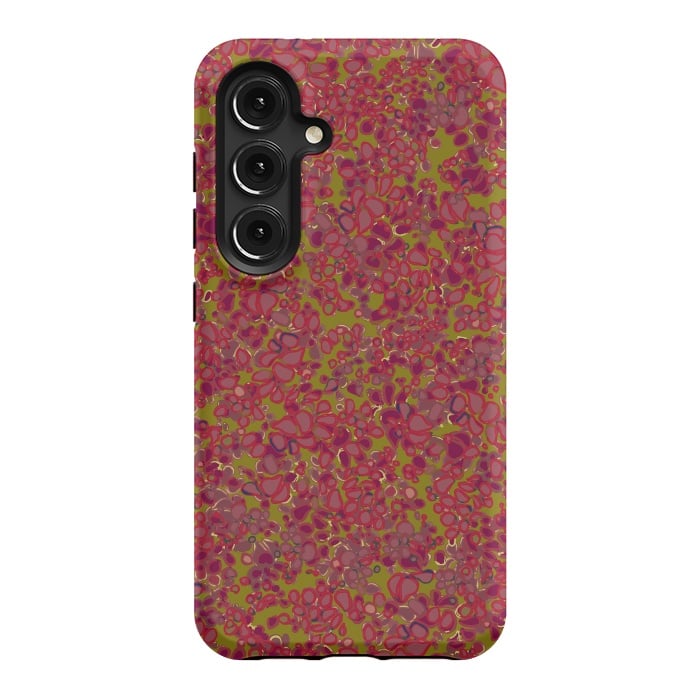Galaxy S24 StrongFit Tiny Circles - Red & Green by Lotti Brown