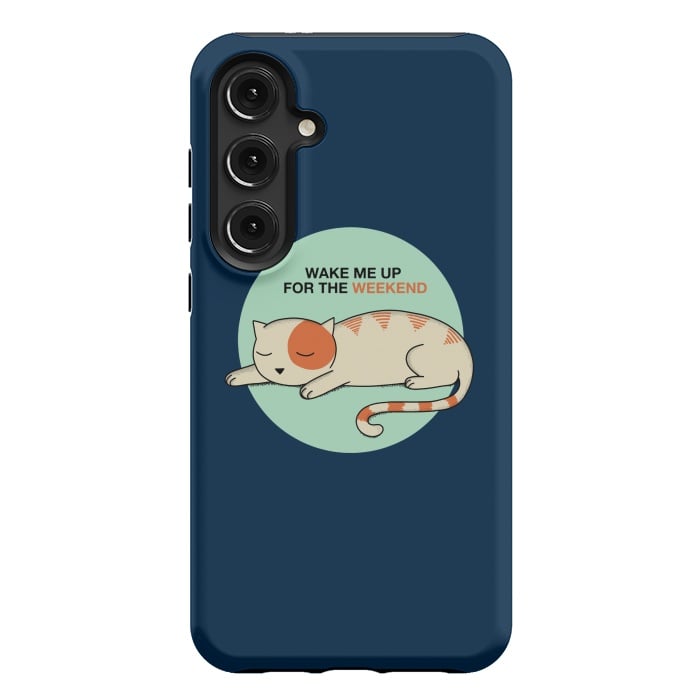 Galaxy S24 Plus StrongFit Cat wake me up blue by Coffee Man