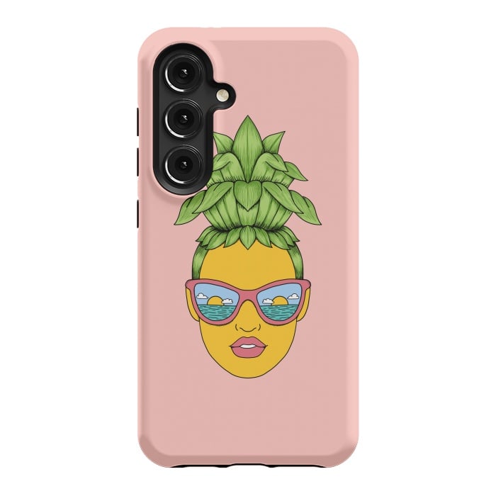 Galaxy S24 StrongFit Pineapple Girl Pink by Coffee Man