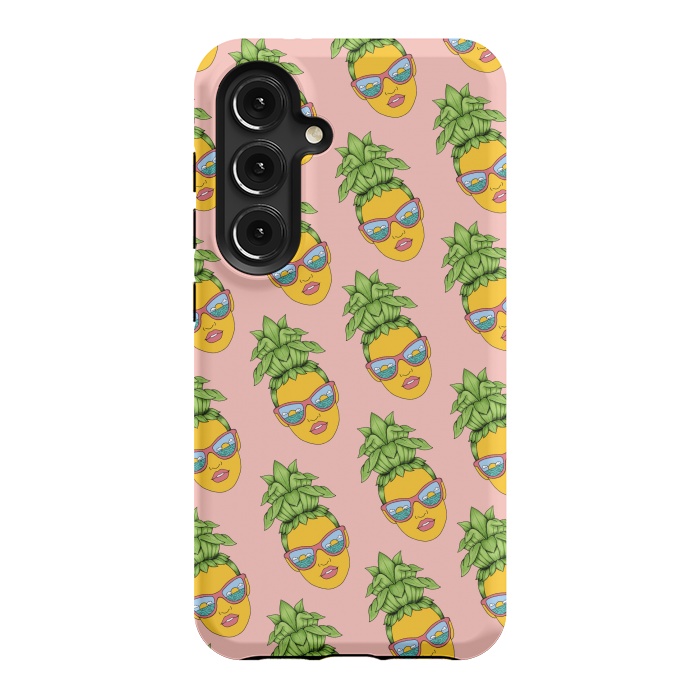 Galaxy S24 StrongFit Pineapple Girl Pattern Pink by Coffee Man