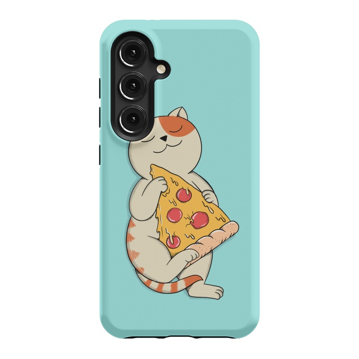 Galaxy S24 StrongFit Cat and Pizza by Coffee Man