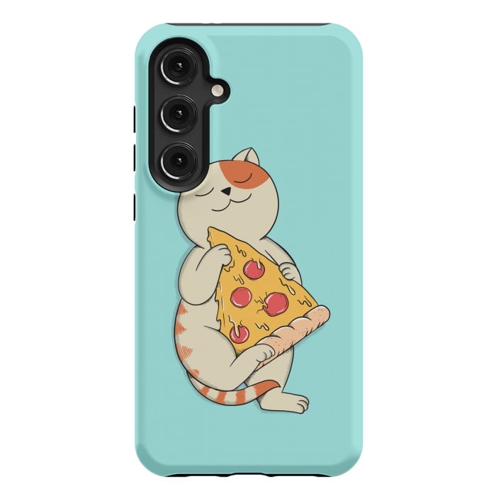 Galaxy S24 Plus StrongFit Cat and Pizza by Coffee Man