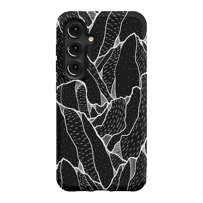 Galaxy S24 StrongFit Black and white pattern hills by Steve Wade (Swade)