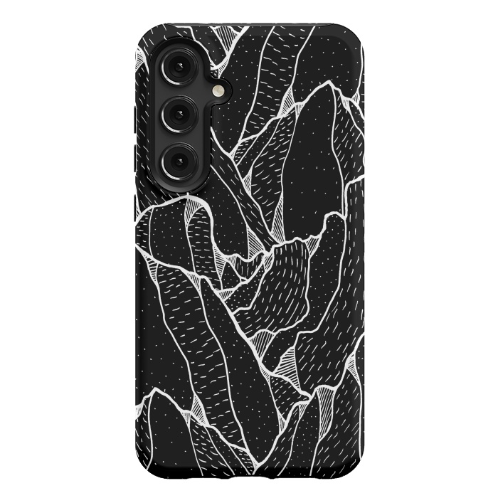 Galaxy S24 Plus StrongFit Black and white pattern hills by Steve Wade (Swade)