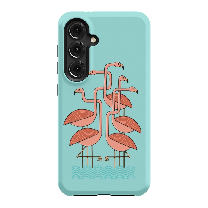 Galaxy S24 StrongFit Flamingos by Coffee Man