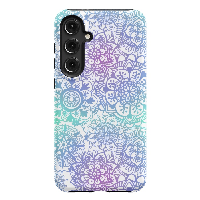 Galaxy S24 Plus StrongFit Pastel Purple and Blue Mandala Pattern by Julie Erin Designs