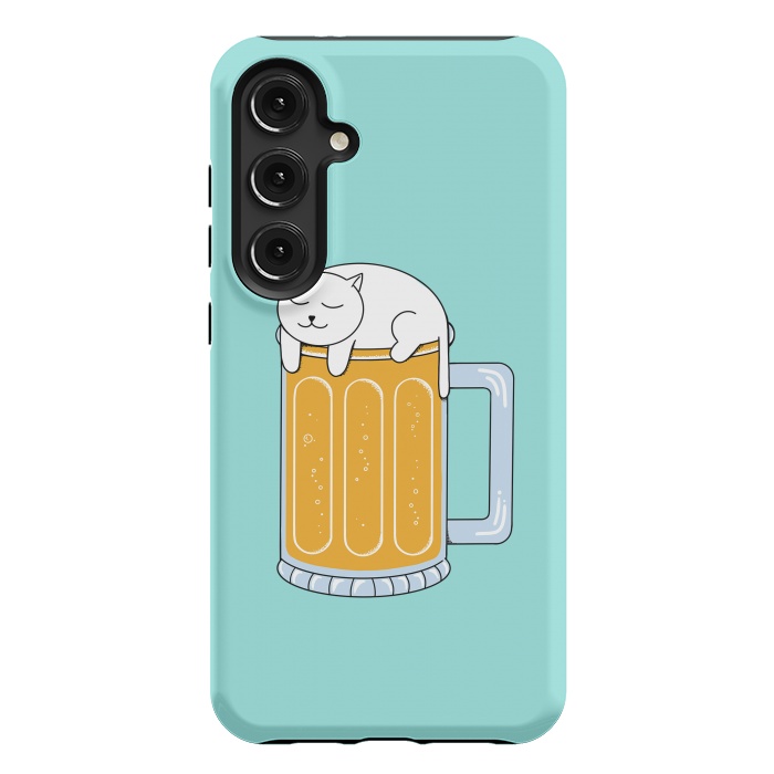 Galaxy S24 Plus StrongFit Cat Beer Green by Coffee Man
