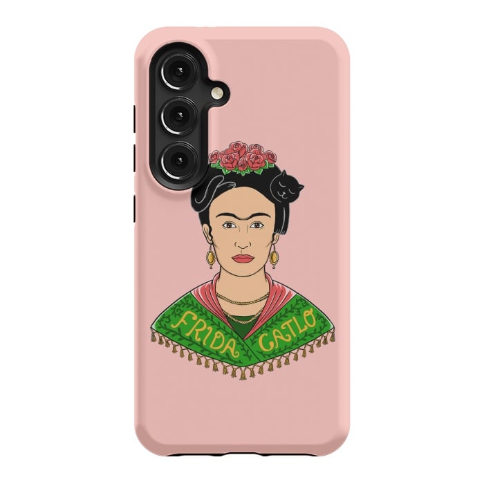 Galaxy S24 StrongFit Frida Catlo Pink by Coffee Man