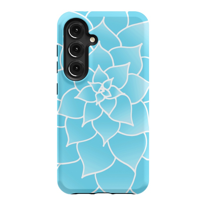 Galaxy S24 StrongFit Abstract Blue Succulent Flower by Julie Erin Designs