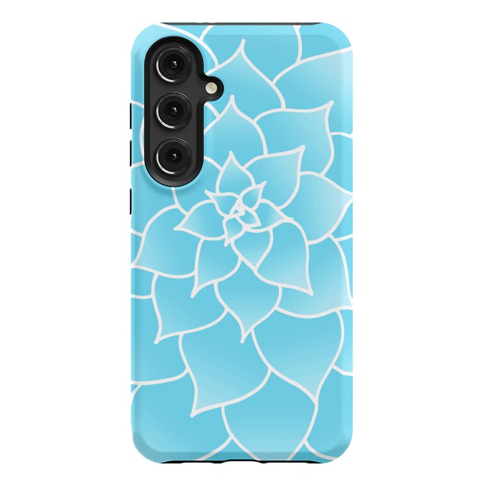 Galaxy S24 Plus StrongFit Abstract Blue Succulent Flower by Julie Erin Designs