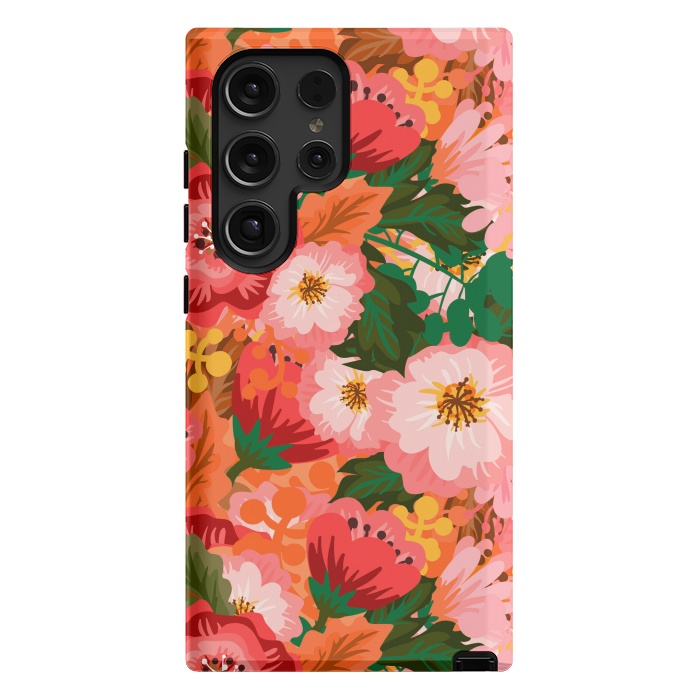 Galaxy S24 Ultra StrongFit Bouquet of flowers in pom poms and dahlias by ArtsCase