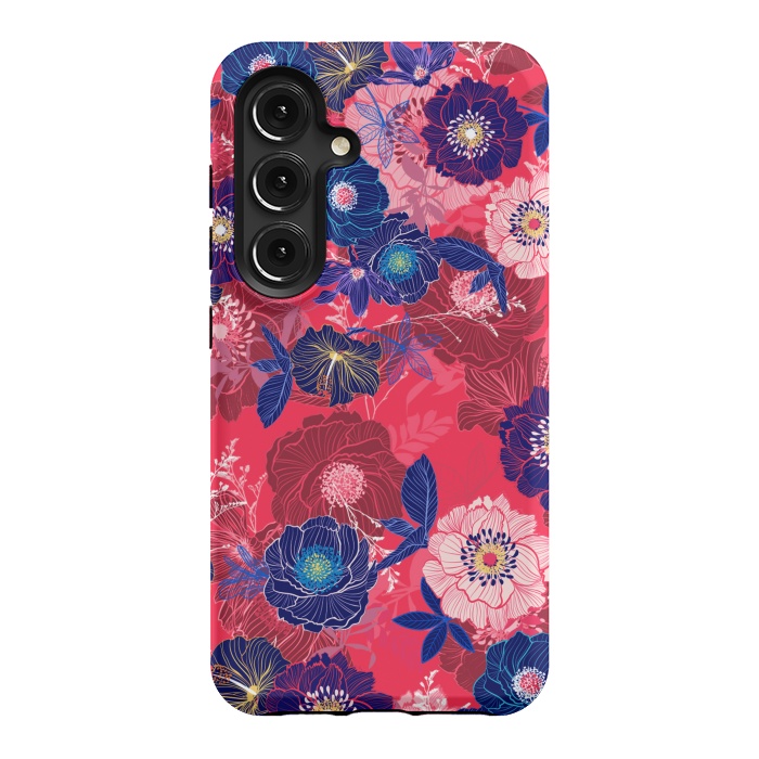 Galaxy S24 StrongFit Country Flowers in Red Sky by ArtsCase