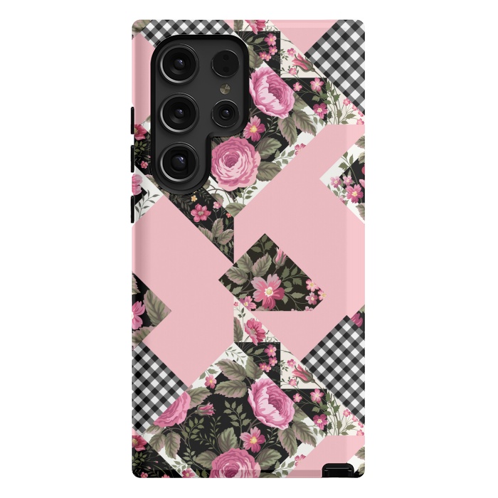 Galaxy S24 Ultra StrongFit elegant roses with pink background by ArtsCase