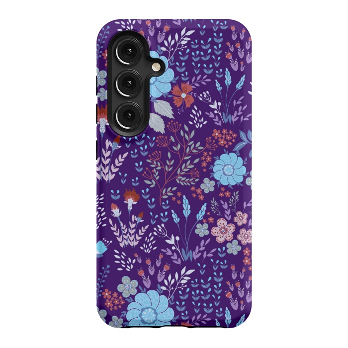 Galaxy S24 StrongFit tiny flowers in cold colors by ArtsCase